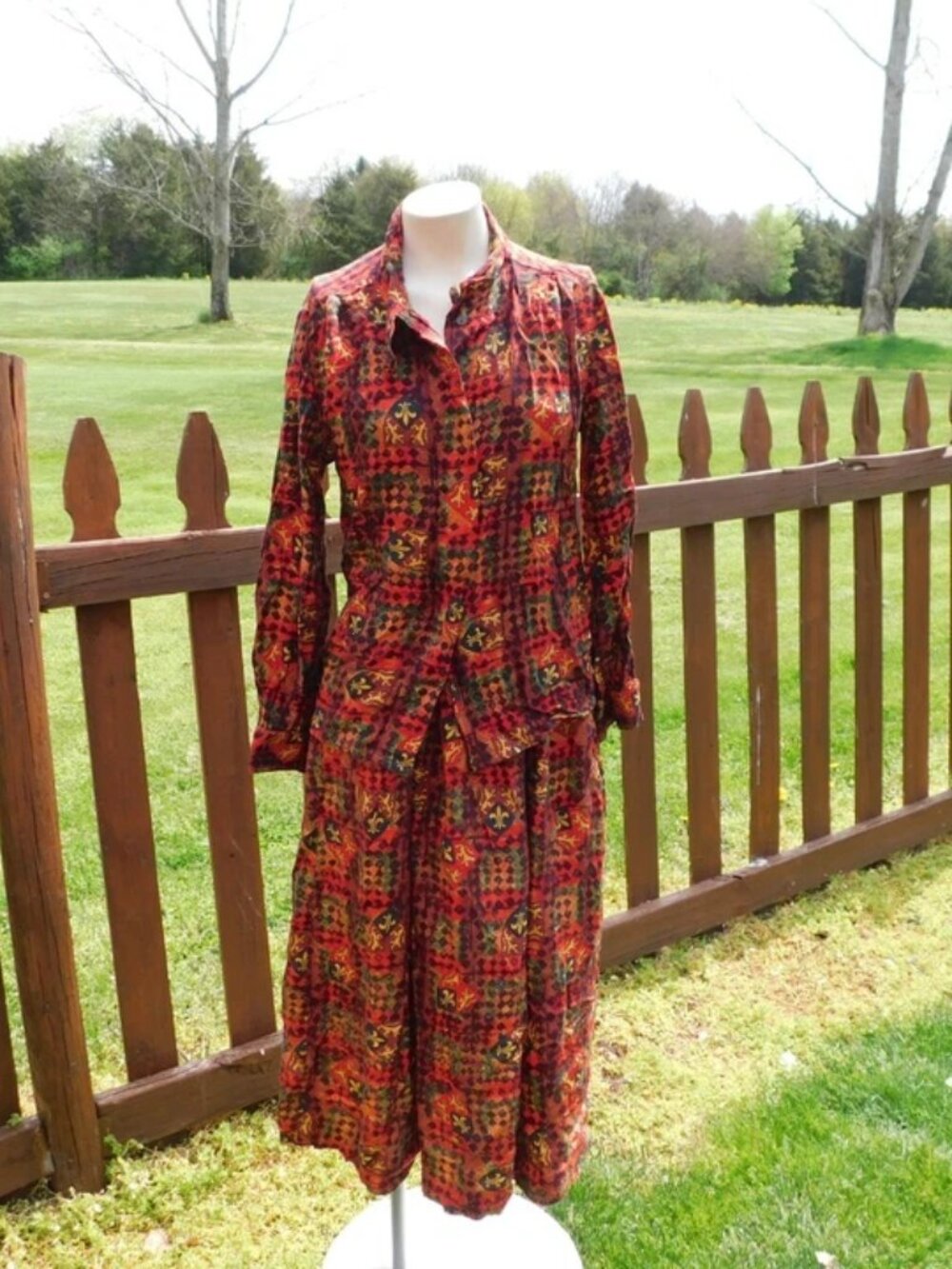 Pendleton 2pc Petites Floral Dress Skirt & Blouse Set Size 4